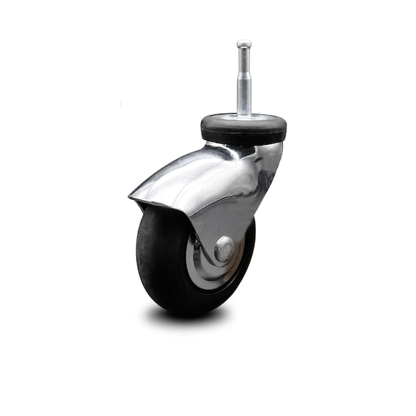 3 Inch Bright Chrome Hooded Neoprene Rubber 5/16 Inch Grip Neck Stem Caster SCC